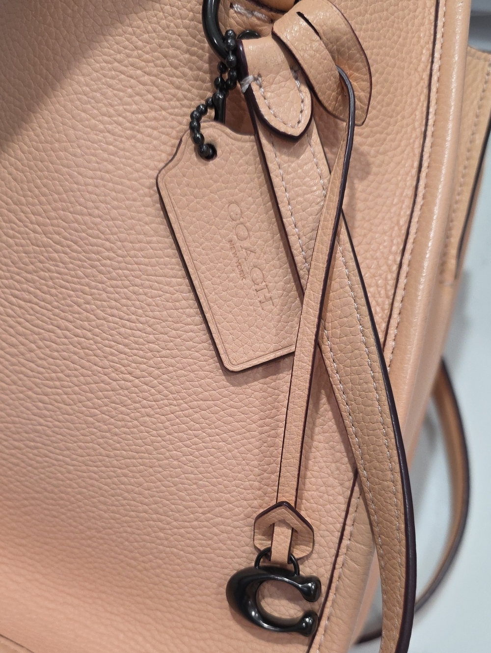 Coach Pebbled Leather Tote in Peach Blush with Dark Interior - Picture 8 of 13